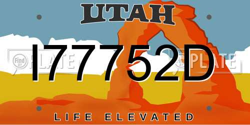 I77752D Utah License Plate