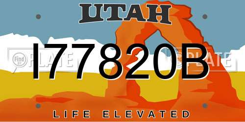 I77820B Utah License Plate