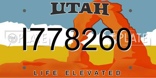 I778260 Utah License Plate