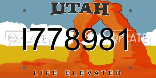 I778981 Utah License Plate