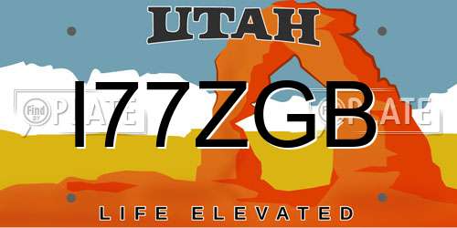 I77ZGB Utah License Plate