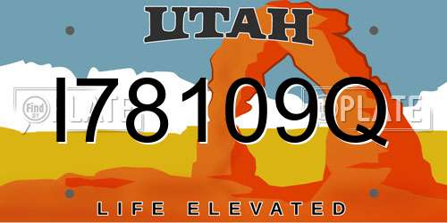 I78109Q Utah License Plate