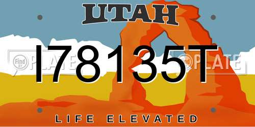 I78135T Utah License Plate