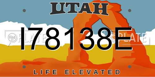 I78138E Utah License Plate