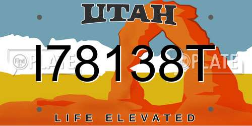 I78138T Utah License Plate