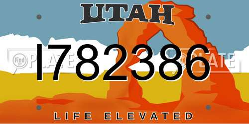 I782386 Utah License Plate