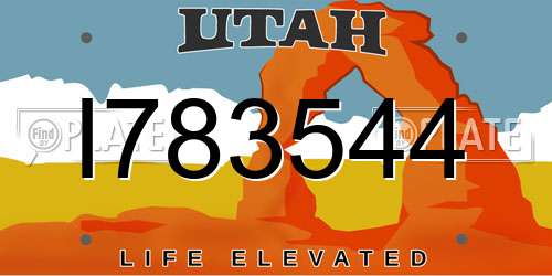 I783544 Utah License Plate