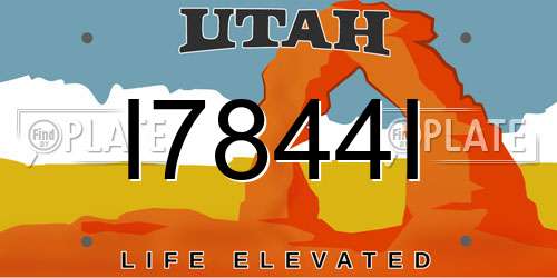 I7844I Utah License Plate
