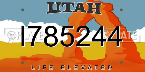 I785244 Utah License Plate
