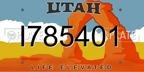 I785401 Utah License Plate