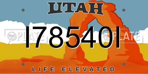 I78540I Utah License Plate
