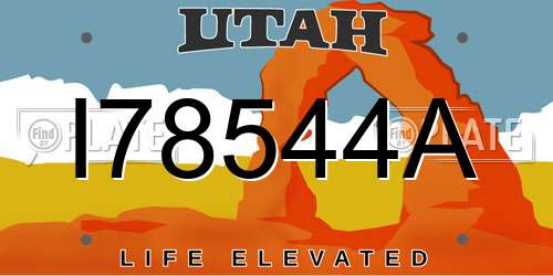 I78544A Utah License Plate