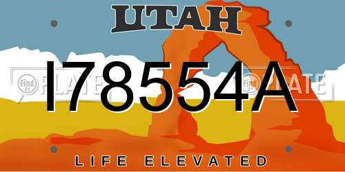 I78554A Utah License Plate