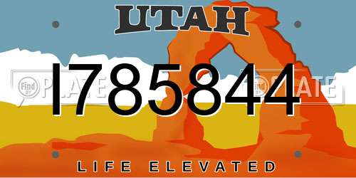 I785844 Utah License Plate