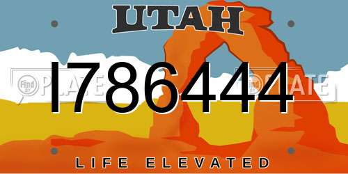 I786444 Utah License Plate