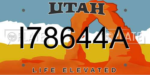 I78644A Utah License Plate