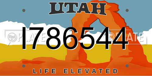 I786544 Utah License Plate