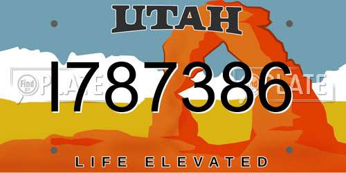 I787386 Utah License Plate