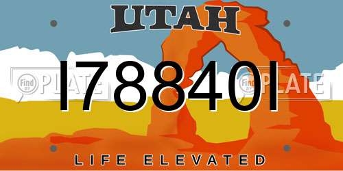 I78840I Utah License Plate
