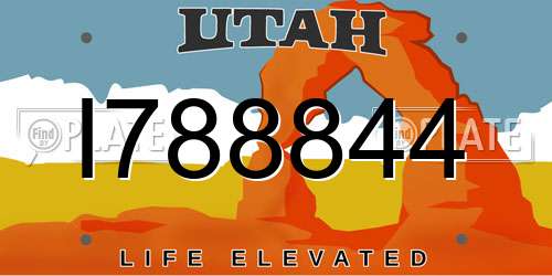 I788844 Utah License Plate