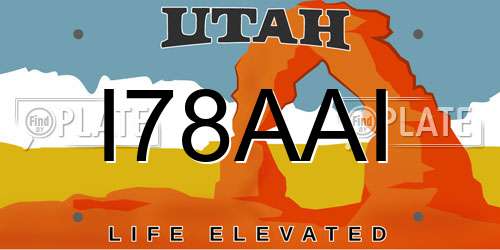 I78AAI Utah License Plate