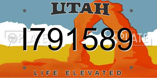 I791589 Utah License Plate