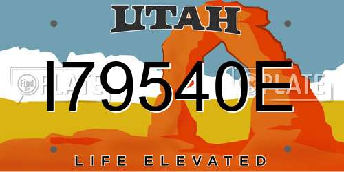 I79540E Utah License Plate