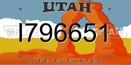 I796651 Utah License Plate