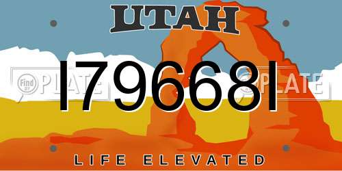 I79668I Utah License Plate