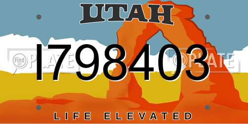 I798403 Utah License Plate