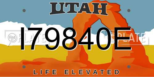 I79840E Utah License Plate