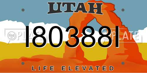 I80388I Utah License Plate