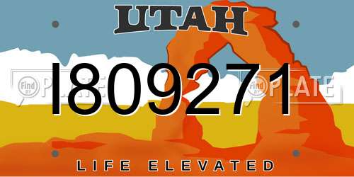I809271 Utah License Plate