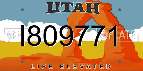 I809771 Utah License Plate