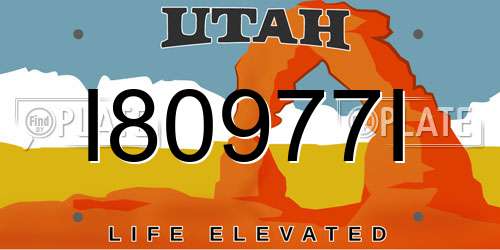 I80977I Utah License Plate