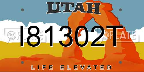 I81302T Utah License Plate
