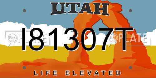I81307T Utah License Plate