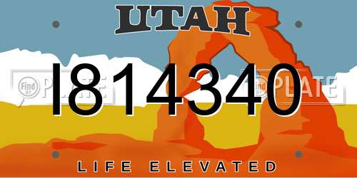 I814340 Utah License Plate