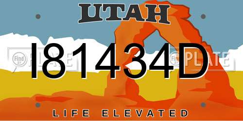 I81434D Utah License Plate