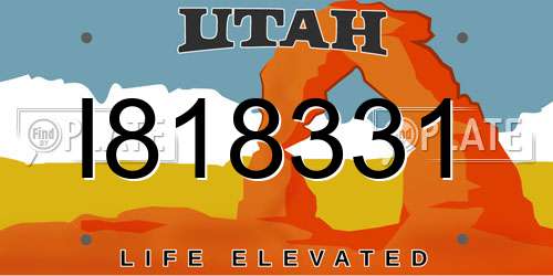 I818331 Utah License Plate