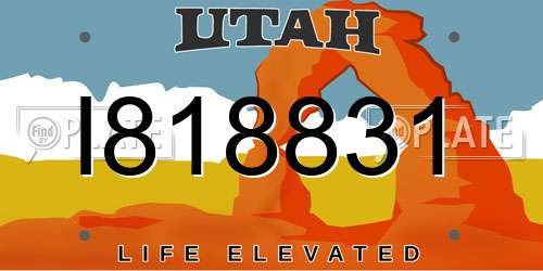 I818831 Utah License Plate