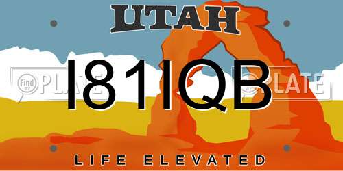 I81IQB Utah License Plate