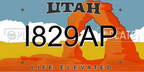 I829AP Utah License Plate