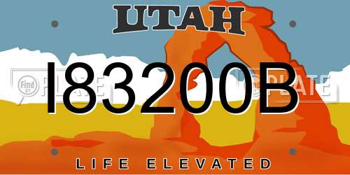 I83200B Utah License Plate