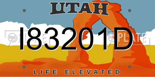 I83201D Utah License Plate