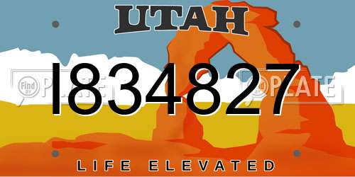 I834827 Utah License Plate