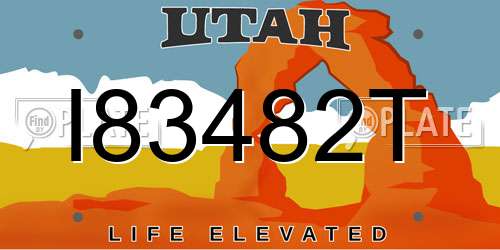 I83482T Utah License Plate