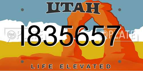 I835657 Utah License Plate