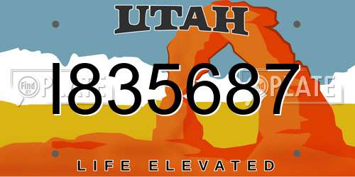 I835687 Utah License Plate