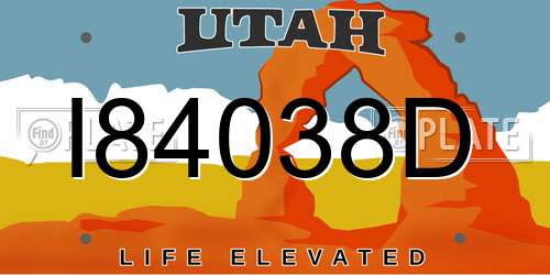 I84038D Utah License Plate